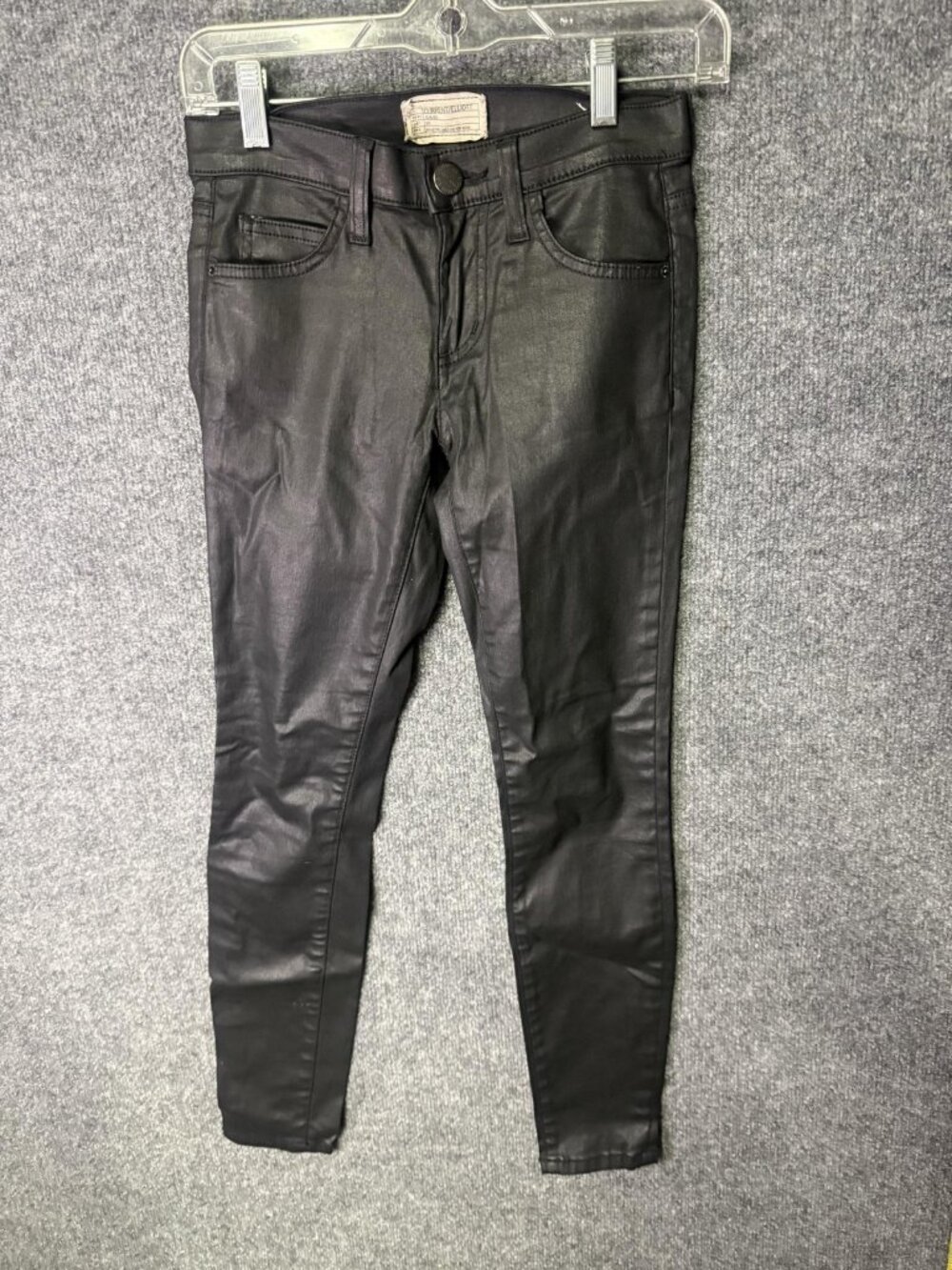 Current/Elliott The Stiletto Jeans Womens 24 Black Coated Skinny Stretch Denim